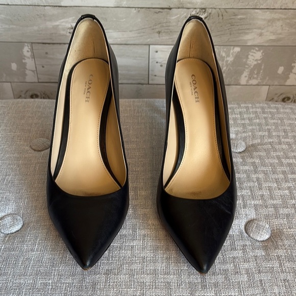 COACH Classic Black Leather Heels - Picture 2 of 12